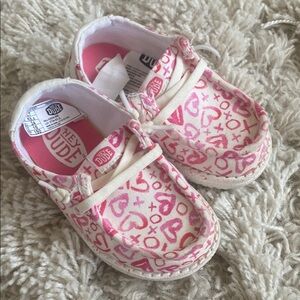 Hey Dude Pink and White Slip-On Sneakers